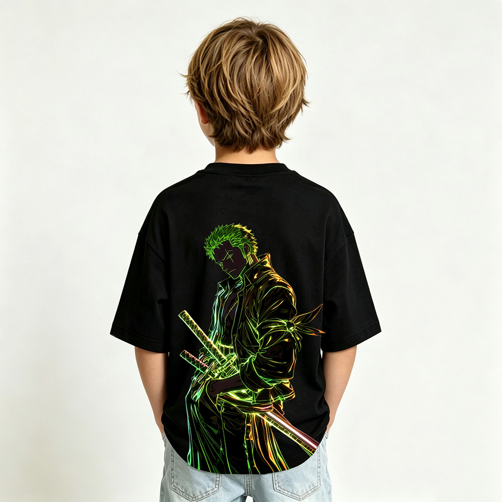 One Piece Anime Graphic T-Shirt for Zoro Kids Cartoon Print Cotton Tee
