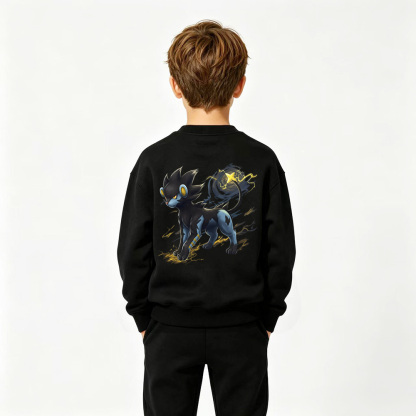 Pokémon Anime Graphic Crewneck Sweatshirt for Luxray Kids Cartoon Print Cotton Tee