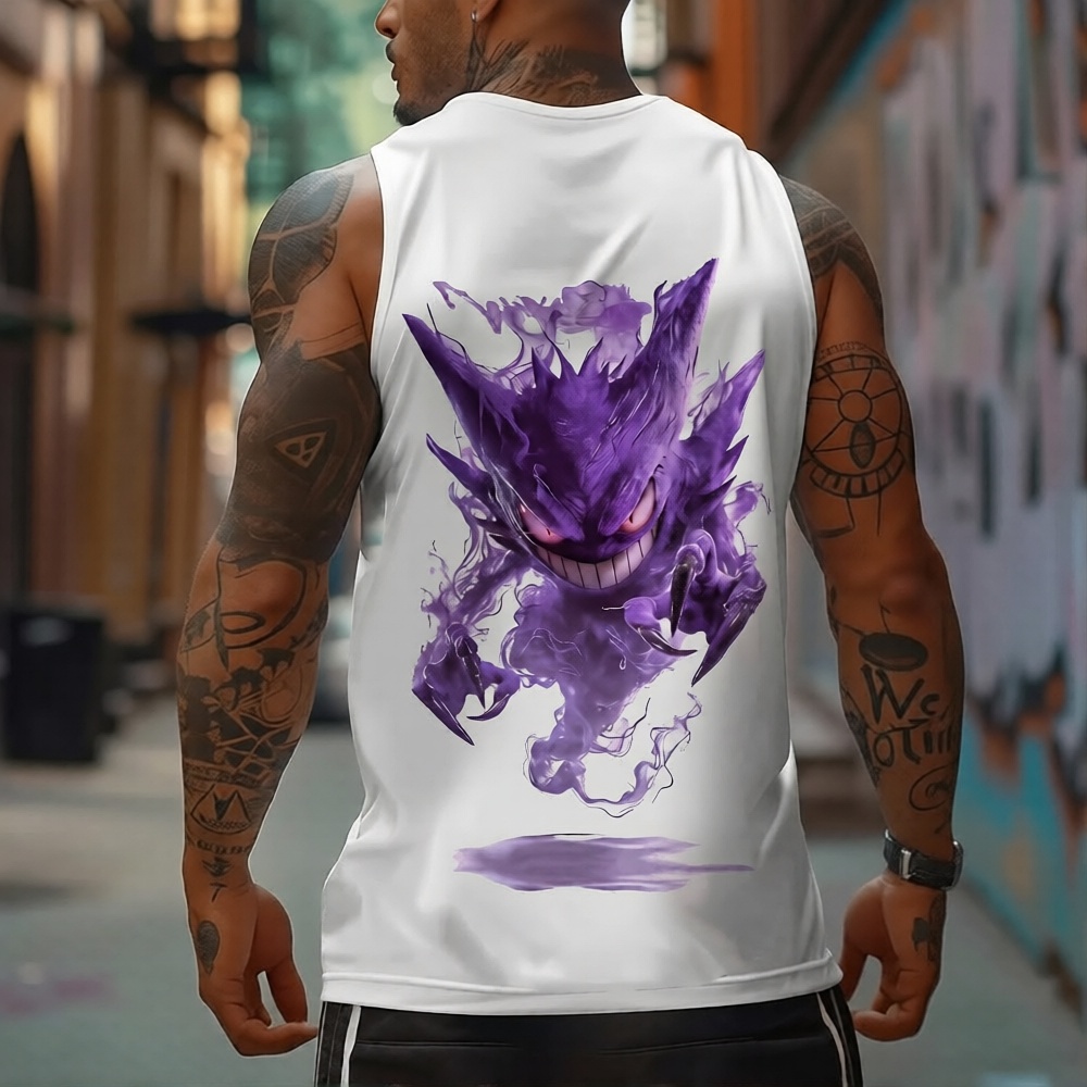Oversized Anime Print Gym Tank Top