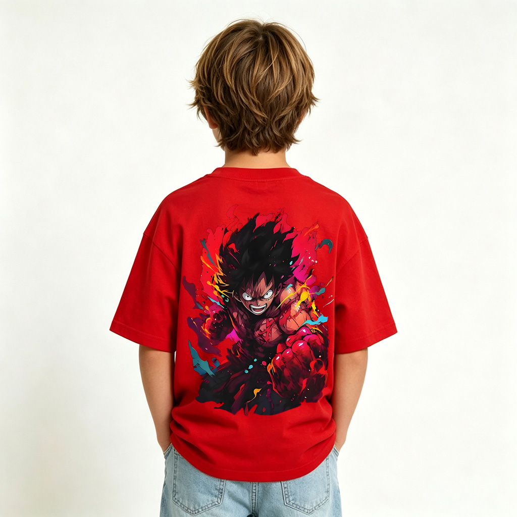 One Piece Luffy Anime Graphic T-Shirt for Gear 5 Luffy Kids Cartoon Print Cotton Tee