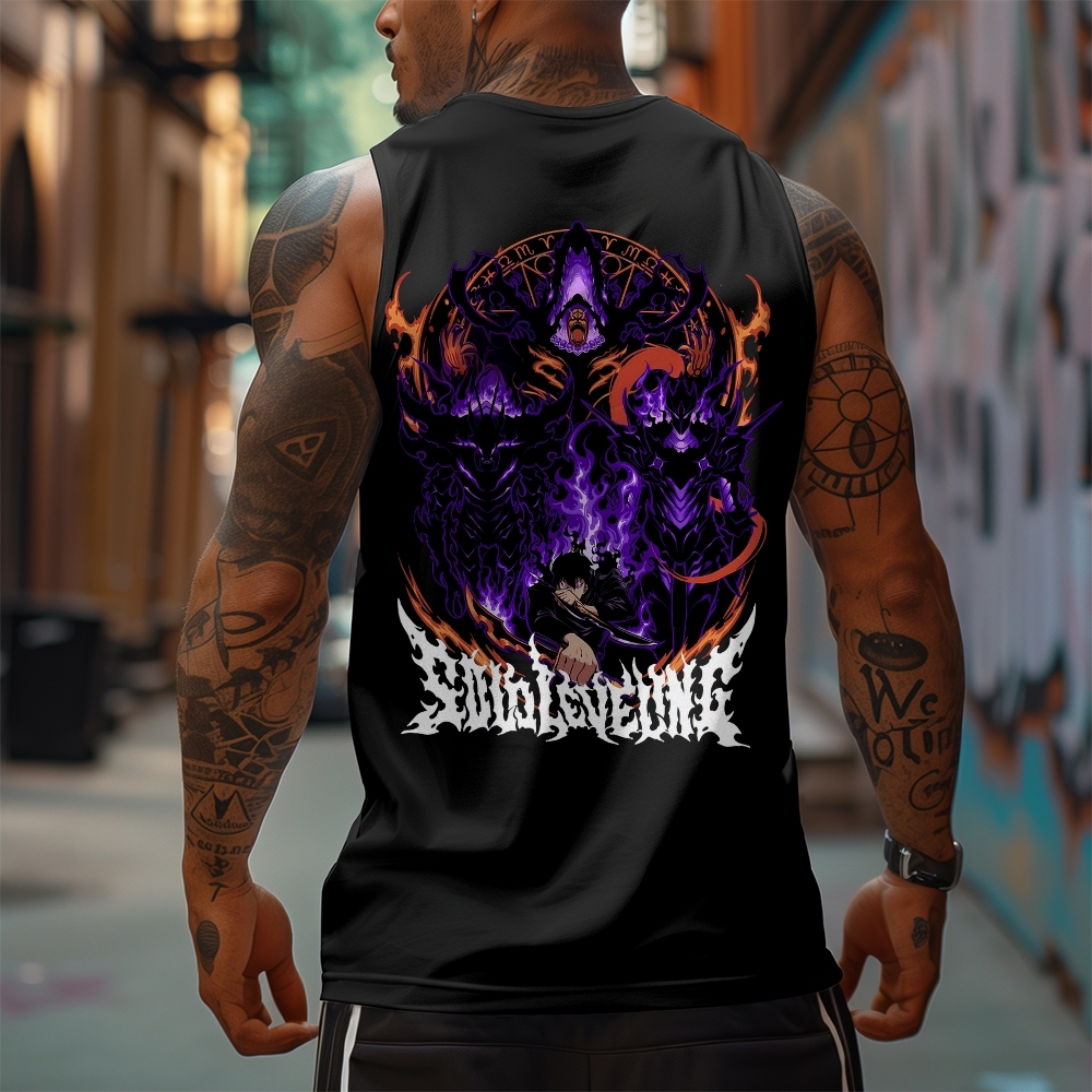 Oversized Anime Print Gym Tank Top