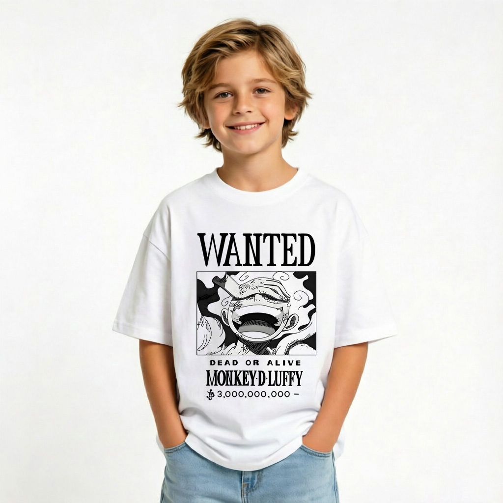 One Piece Anime Graphic T-Shirt for Luffy Kids Cartoon Print Cotton Tee