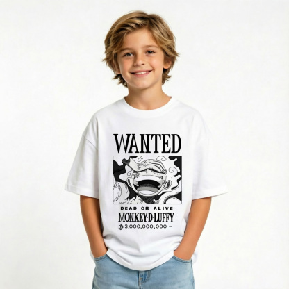 One Piece Anime Graphic T-Shirt for Luffy Kids Cartoon Print Cotton Tee
