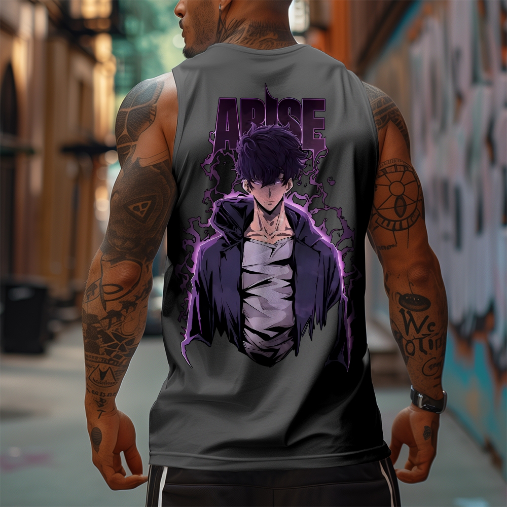 Oversized Anime Print Gym Tank Top-AnimeClothe