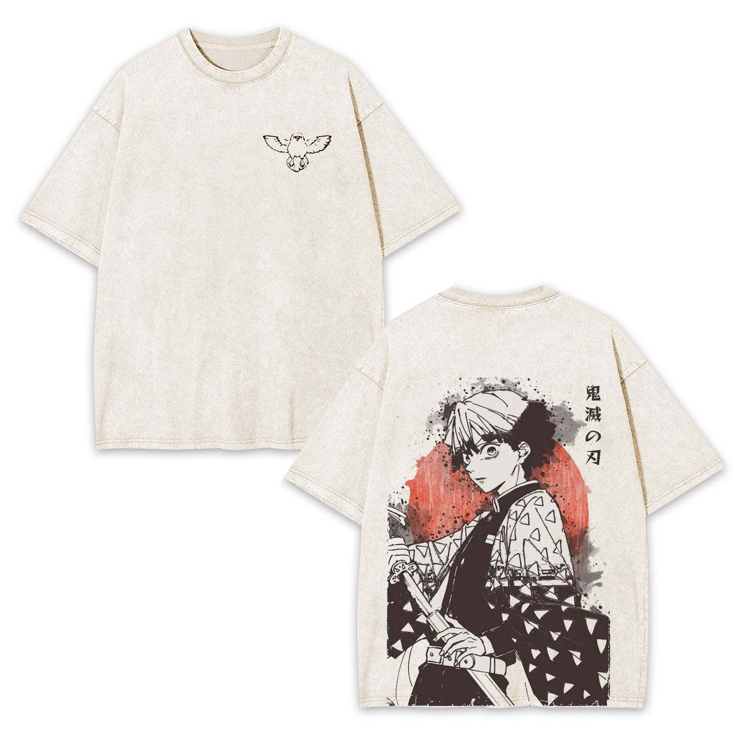 AGATSUMA ZENITSU DEMON SLAYER ANIME UNISEX WASHED T-SHIRT -[DS]