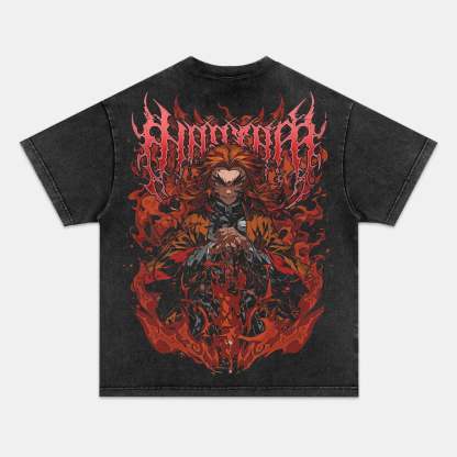 FLAME HASHIRA UNISEX ANIME INSPIRED VINTAGE OVERSIZED TEE丨DEMON SLAYER-[BACK]