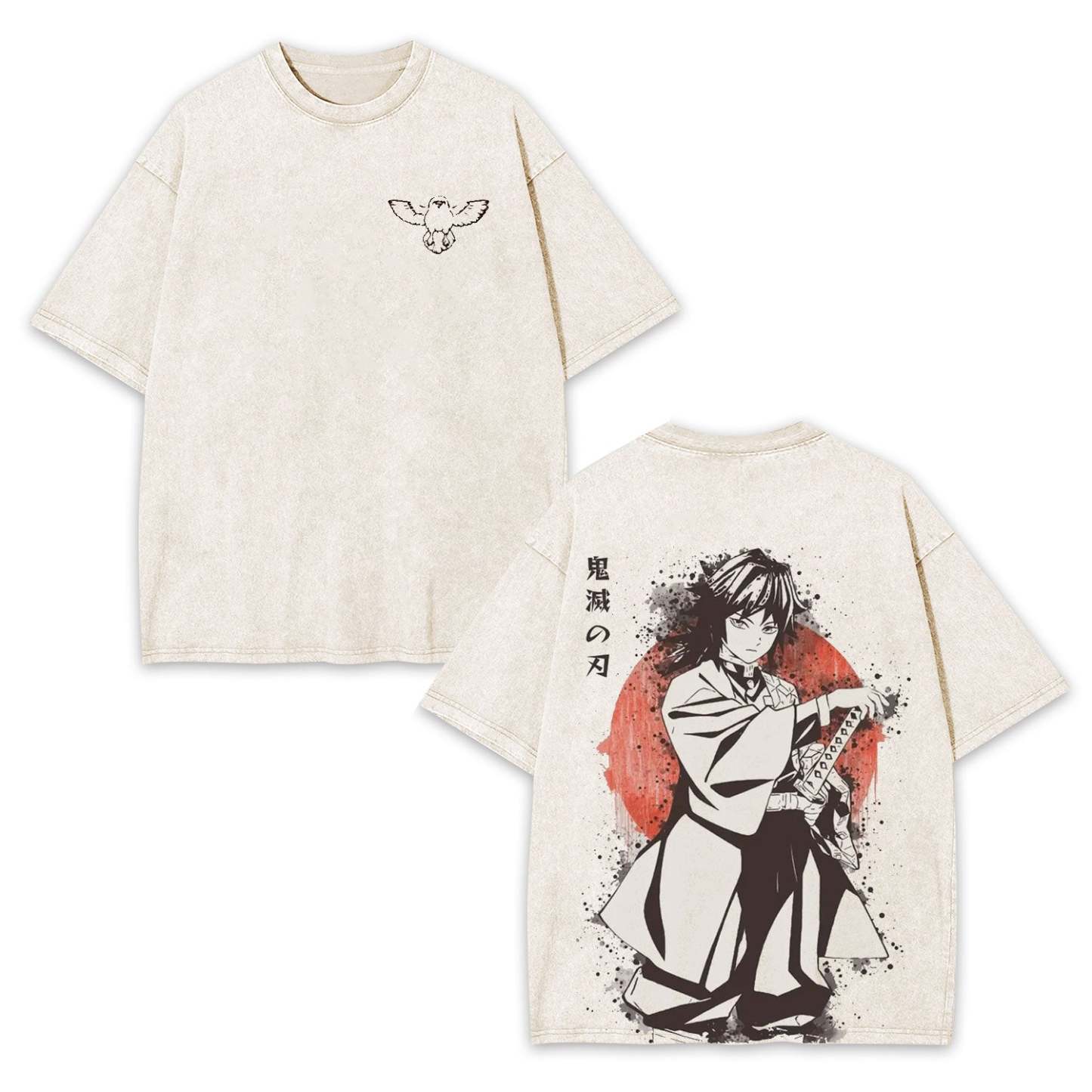 GIYUU TOMIOKA DEMON SLAYER ANIME UNISEX WASHED T-SHIRT -[DS]