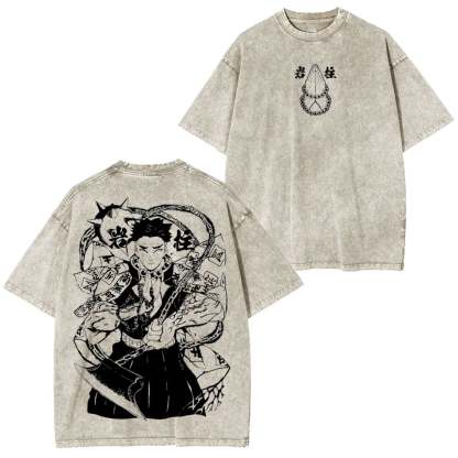 HIMEJIMA GYOUMEI DEMON SLAYER ANIME UNISEX WASHED T-SHIRT -[DS]