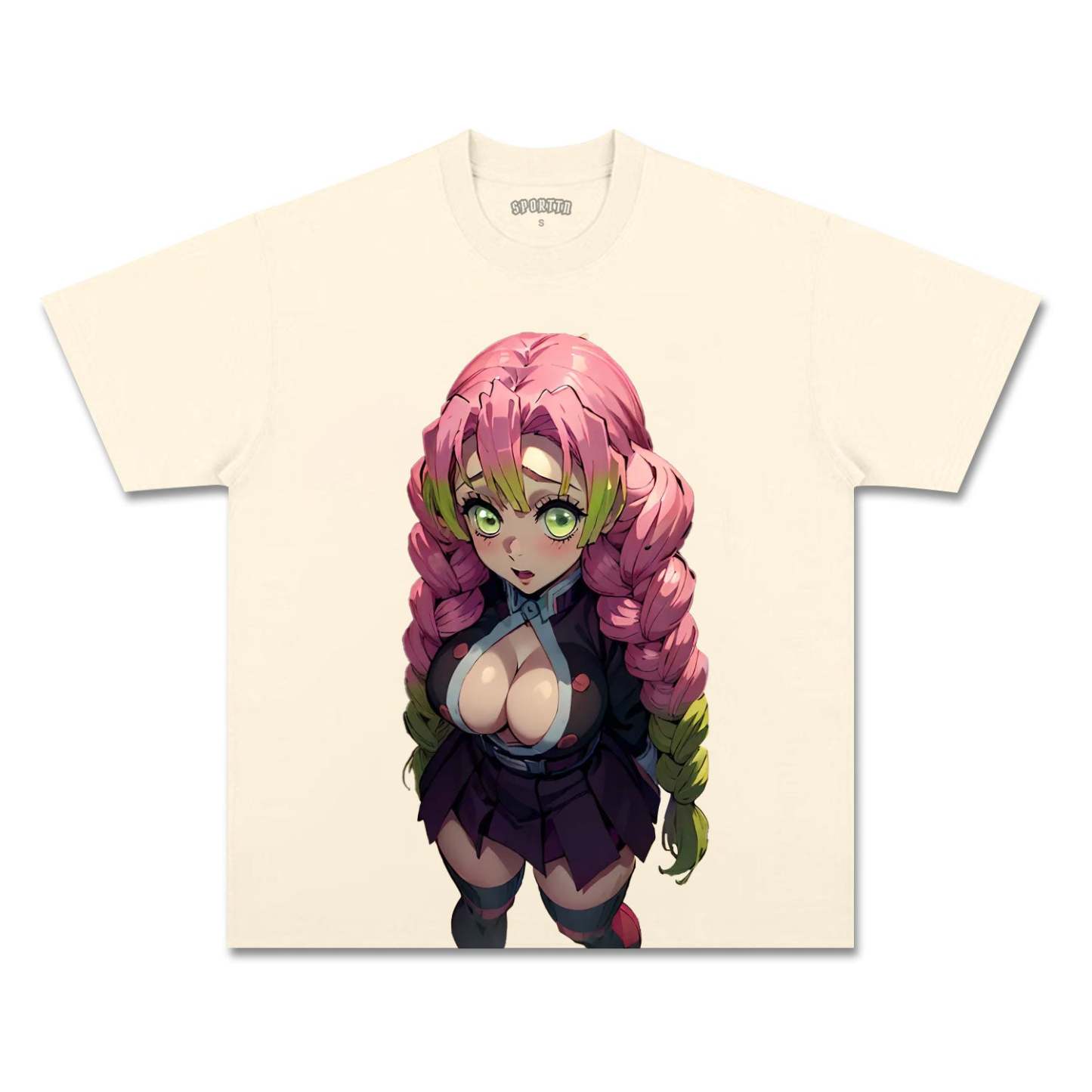 MITSURI KANROJI UNISEX ANIME INSPIRED VINTAGE TEE丨DEMON SLAYER-[FRONT]