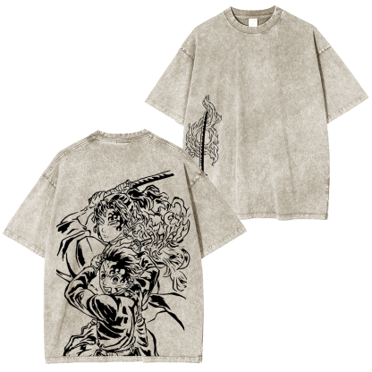 Tanjiro ,Demon Slayer Anime Unisex Washed T-Shirt