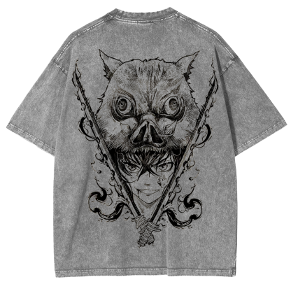 Inosuke Hashibira,Demon Slayer Anime Unisex Washed T-Shirt