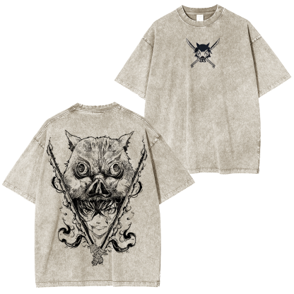 Inosuke Hashibira,Demon Slayer Anime Unisex Washed T-Shirt