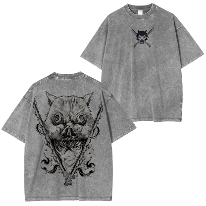 Inosuke Hashibira,Demon Slayer Anime Unisex Washed T-Shirt