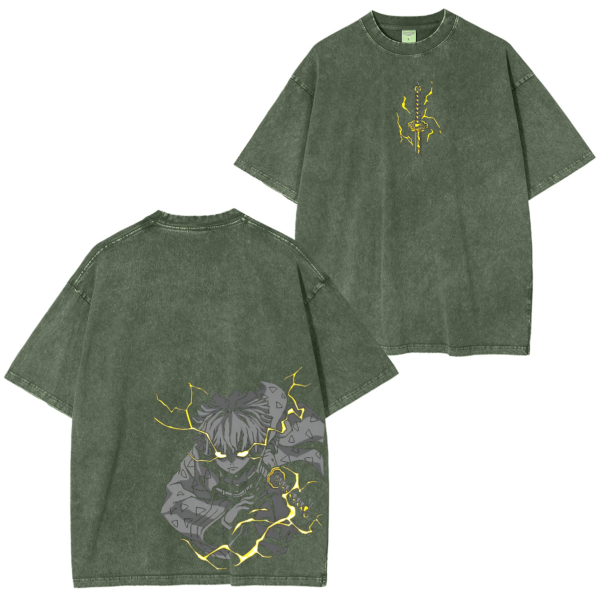 Zenitsu Agatsuma, Demon Slayer Anime Unisex Washed T-Shirt