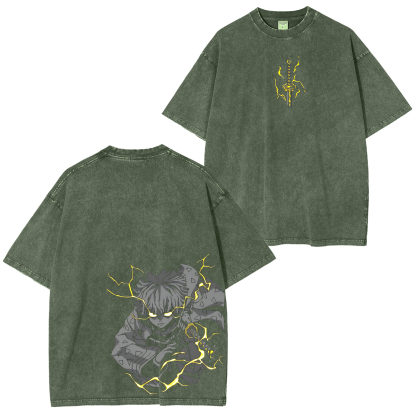 Zenitsu Agatsuma, Demon Slayer Anime Unisex Washed T-Shirt