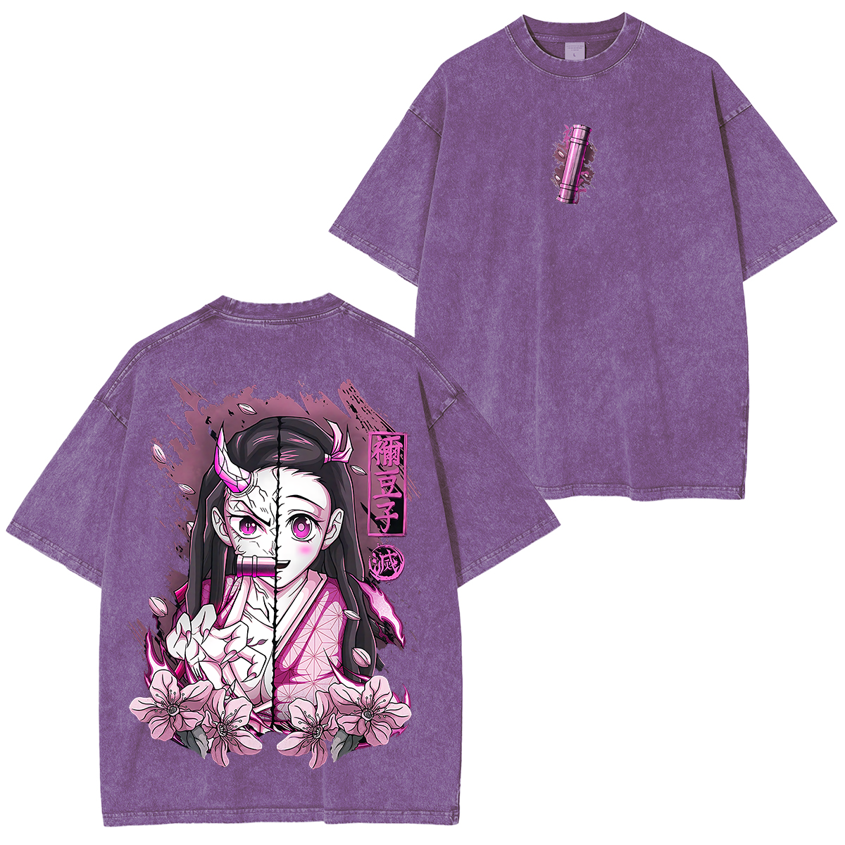Nezuko Kamado, Demon Slayer Anime Unisex Washed T-Shirt