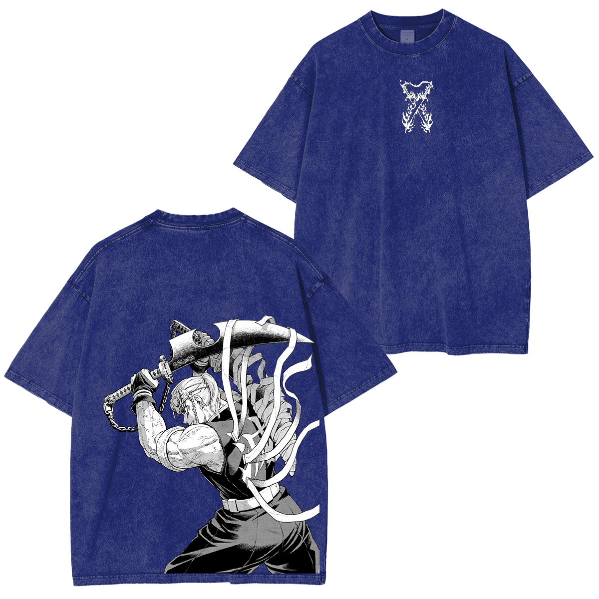 Retro TENGEN UZUI "Sound Hashira" ,Demon Slayer Anime Unisex Washed T-
