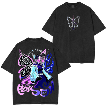 Shinobu, Demon Slayer Anime Unisex Washed T-Shirt