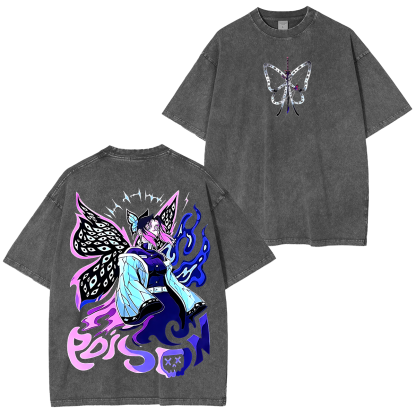 Shinobu, Demon Slayer Anime Unisex Washed T-Shirt