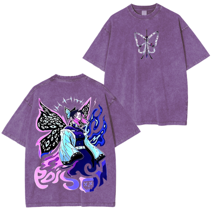 Shinobu, Demon Slayer Anime Unisex Washed T-Shirt