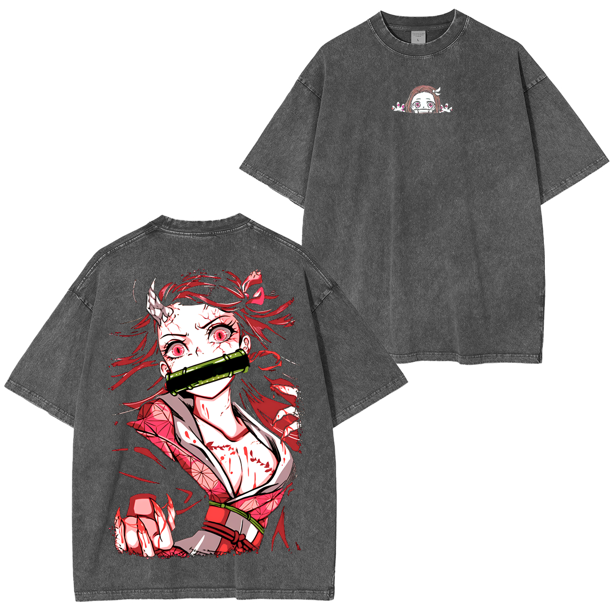 Nezuko Kamado, Demon Slayer Anime Unisex Washed T-Shirt