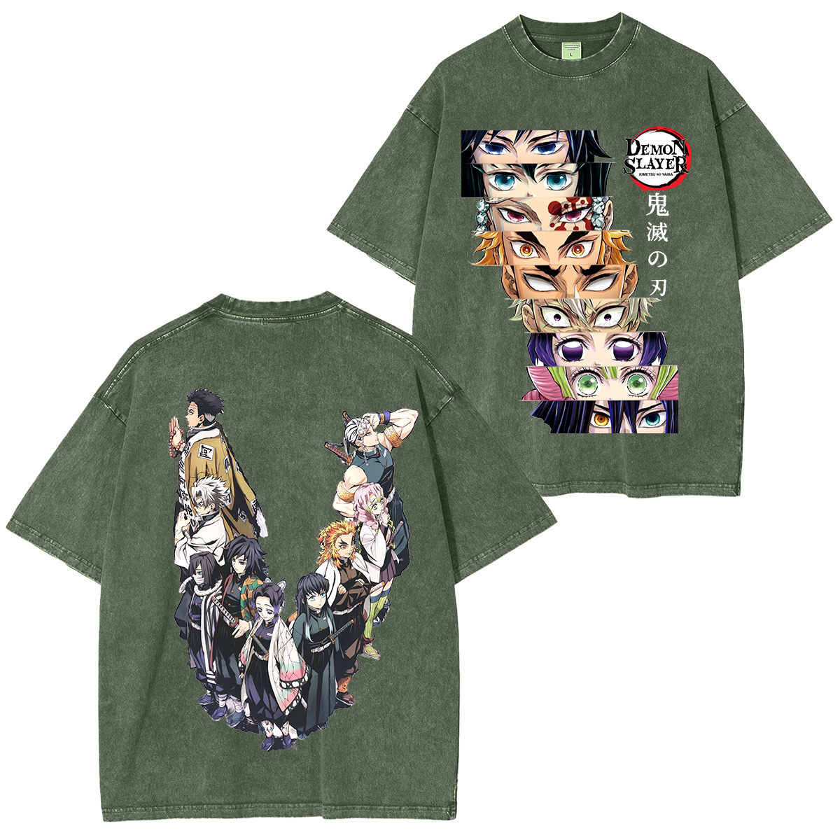 Demon Slayer Hashira Vintage Anime Unisex Washed T-Shirt