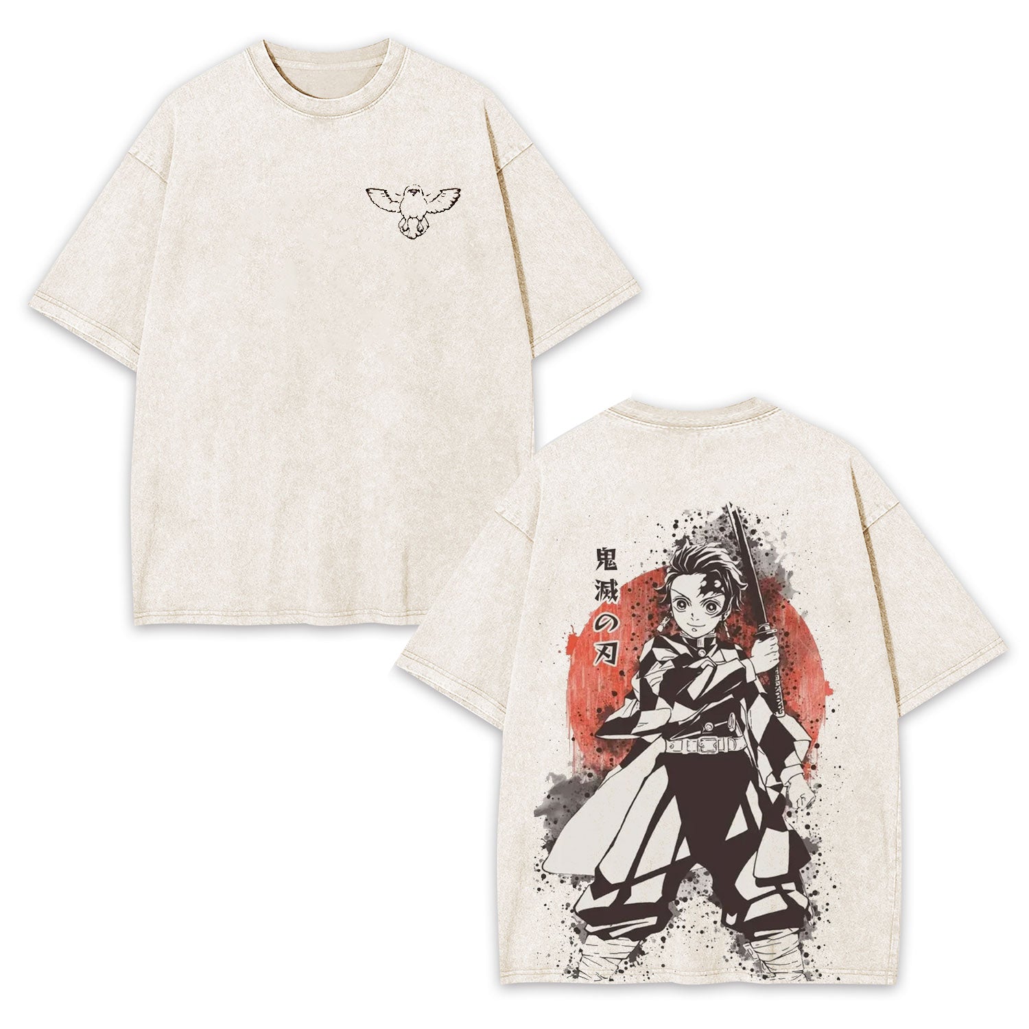 TANJIRO KAMADO DEMON SLAYER ANIME UNISEX WASHED T-SHIRT -[DS]