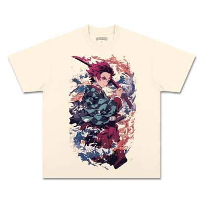 UNISEX ANIME INSPIRED VINTAGE TEE丨DEMON SLAYER-[FRONT]