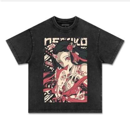 UNISEX ANIME INSPIRED VINTAGE TEE丨DEMON SLAYER-[FRONT]