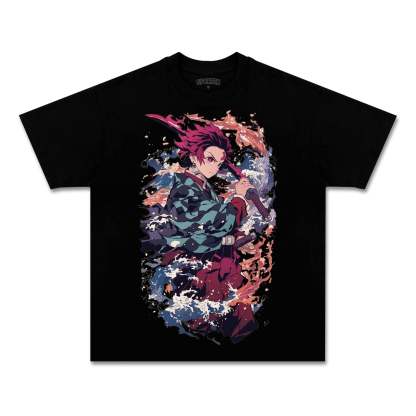 UNISEX ANIME INSPIRED VINTAGE TEE丨DEMON SLAYER-[FRONT]