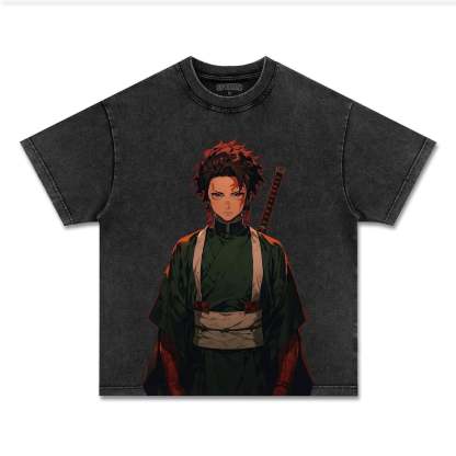 UNISEX ANIME INSPIRED VINTAGE TEE丨DEMON SLAYER-[FRONT]