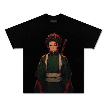 UNISEX ANIME INSPIRED VINTAGE TEE丨DEMON SLAYER-[FRONT]
