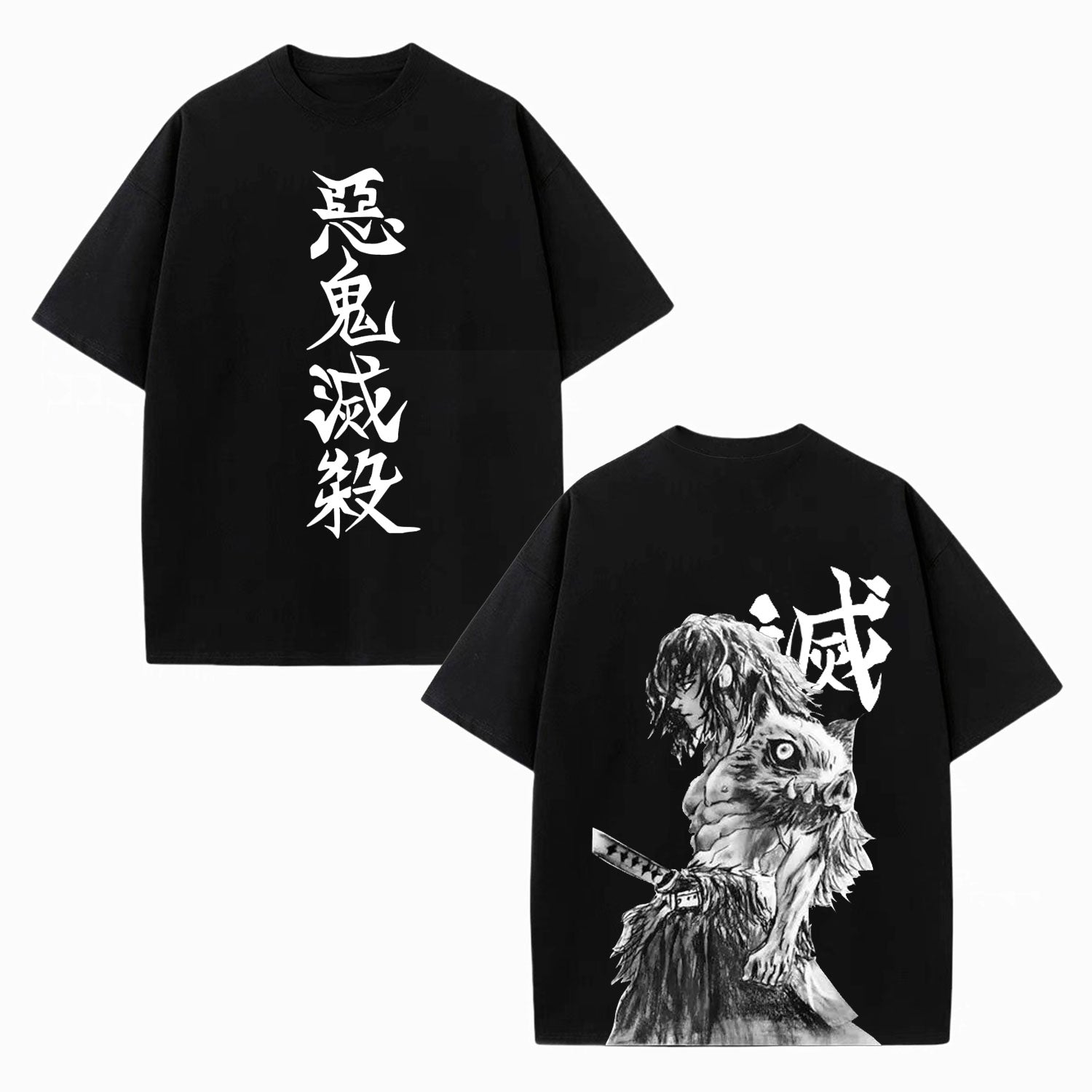 UNISEX ANIME INSPIRED VINTAGE OVERSIZED TEE丨DEMON SLAYER-[DS]