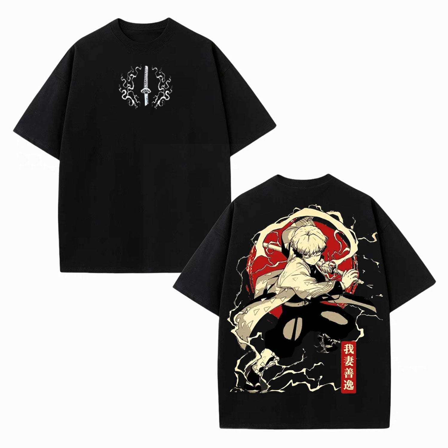 ZENITSU DEMON SLAYER UNISEX WASHED T-SHIRT-[DS]
