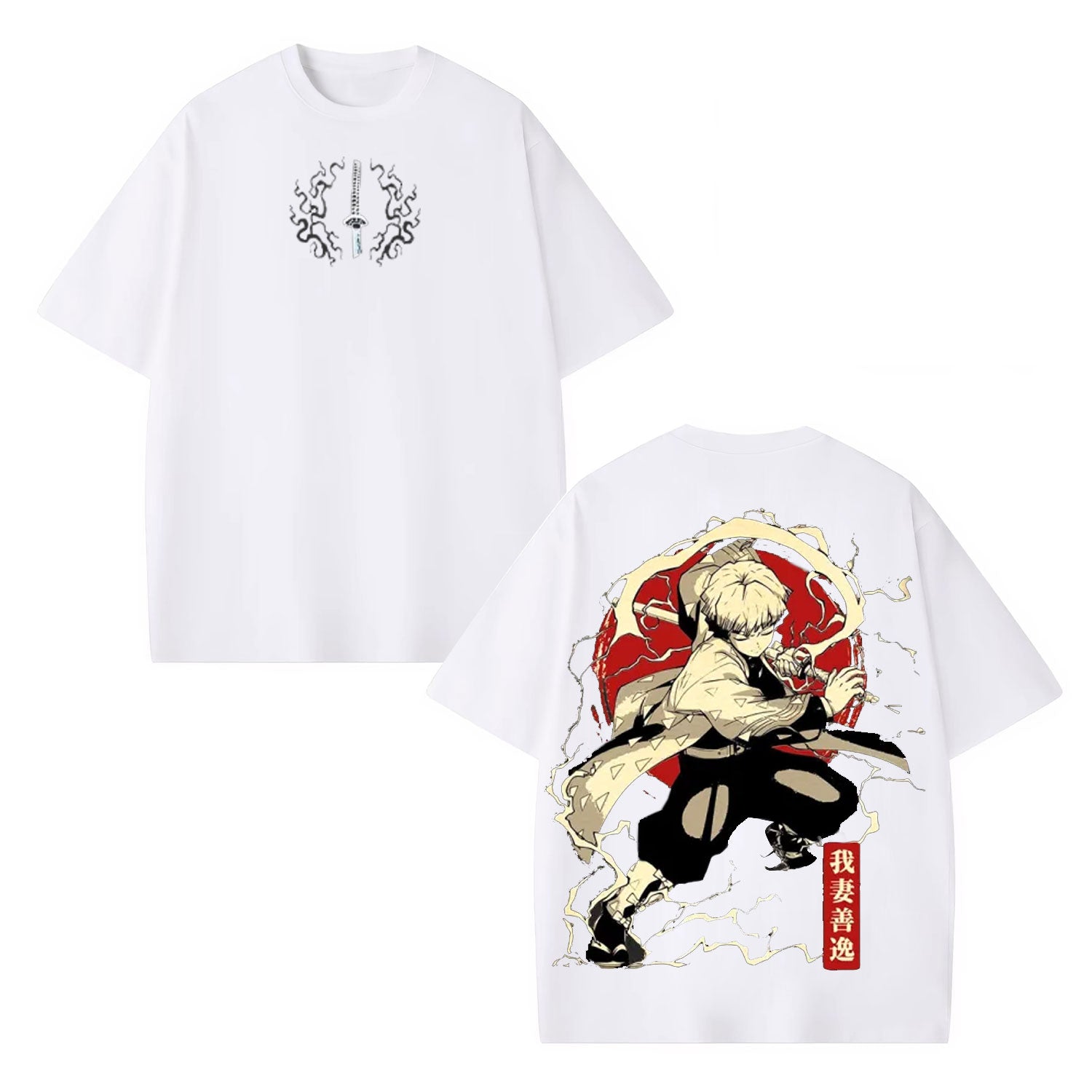 ZENITSU DEMON SLAYER UNISEX WASHED T-SHIRT-[DS]