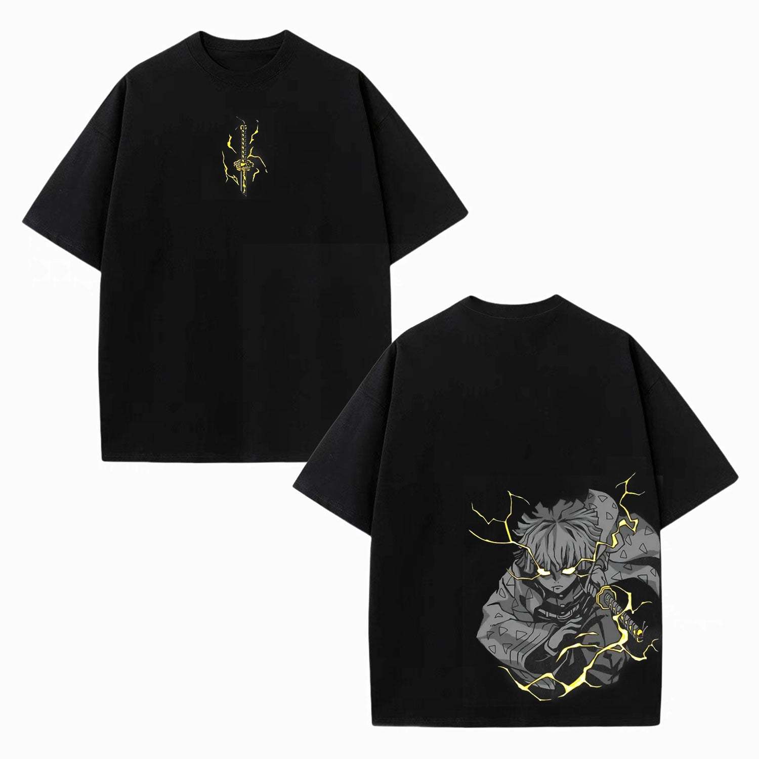 ZENITSU DEMON SLAYER UNISEX WASHED T-SHIRT-[DS]