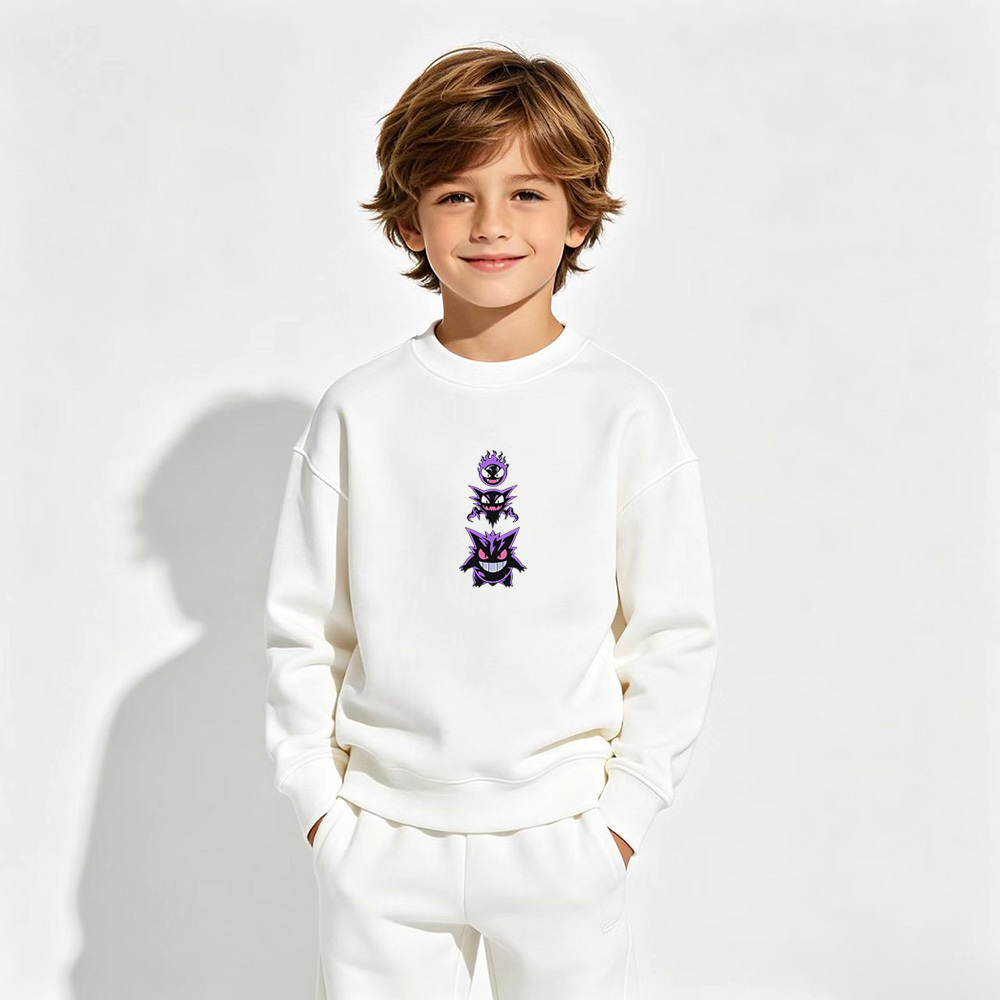 Pokémon Anime Graphic Crewneck Sweatshirt for Gengar Kids Cartoon Print Cotton Tee