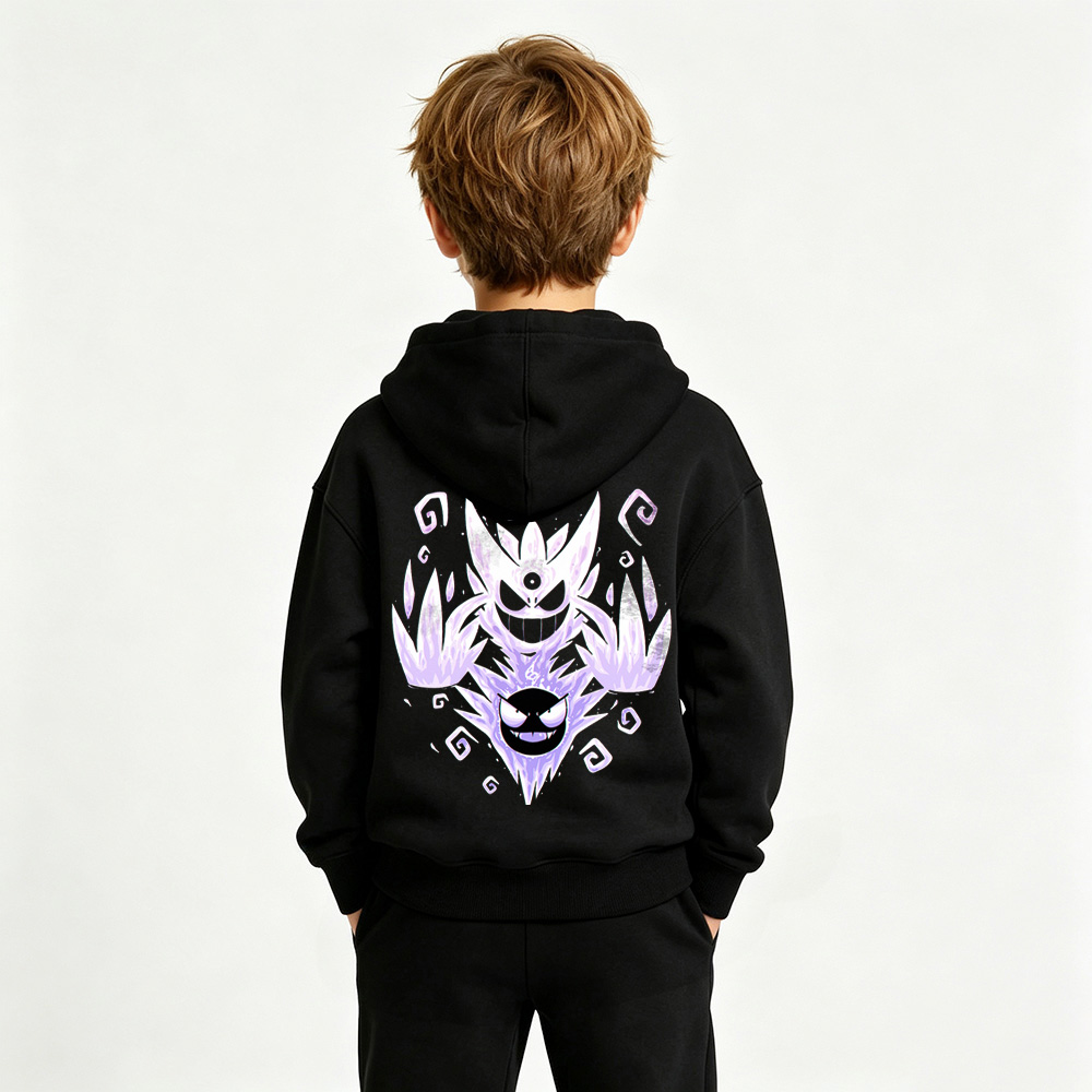 Pokémon Gengar Anime Graphic Hoodie for Kids Cartoon Print Cotton Tee