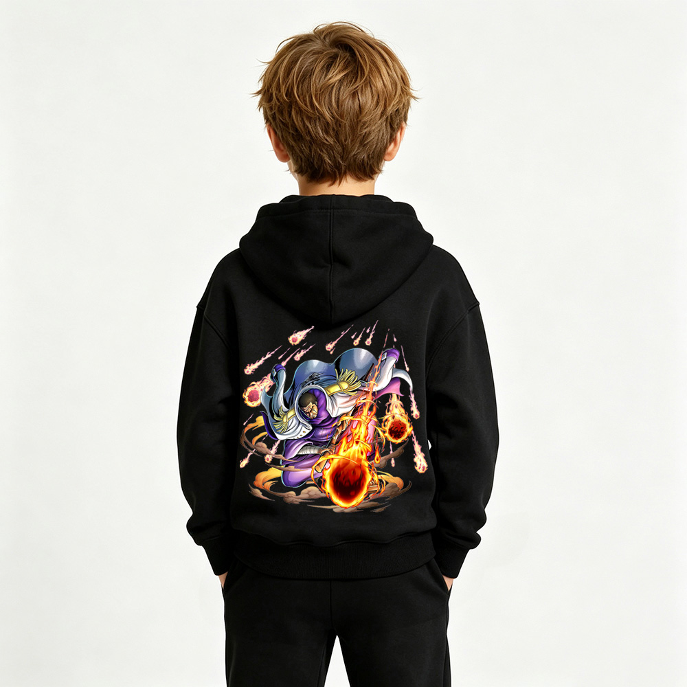 One Piece Anime Graphic Hoodie for Kids Cartoon Print Cotton Tee
