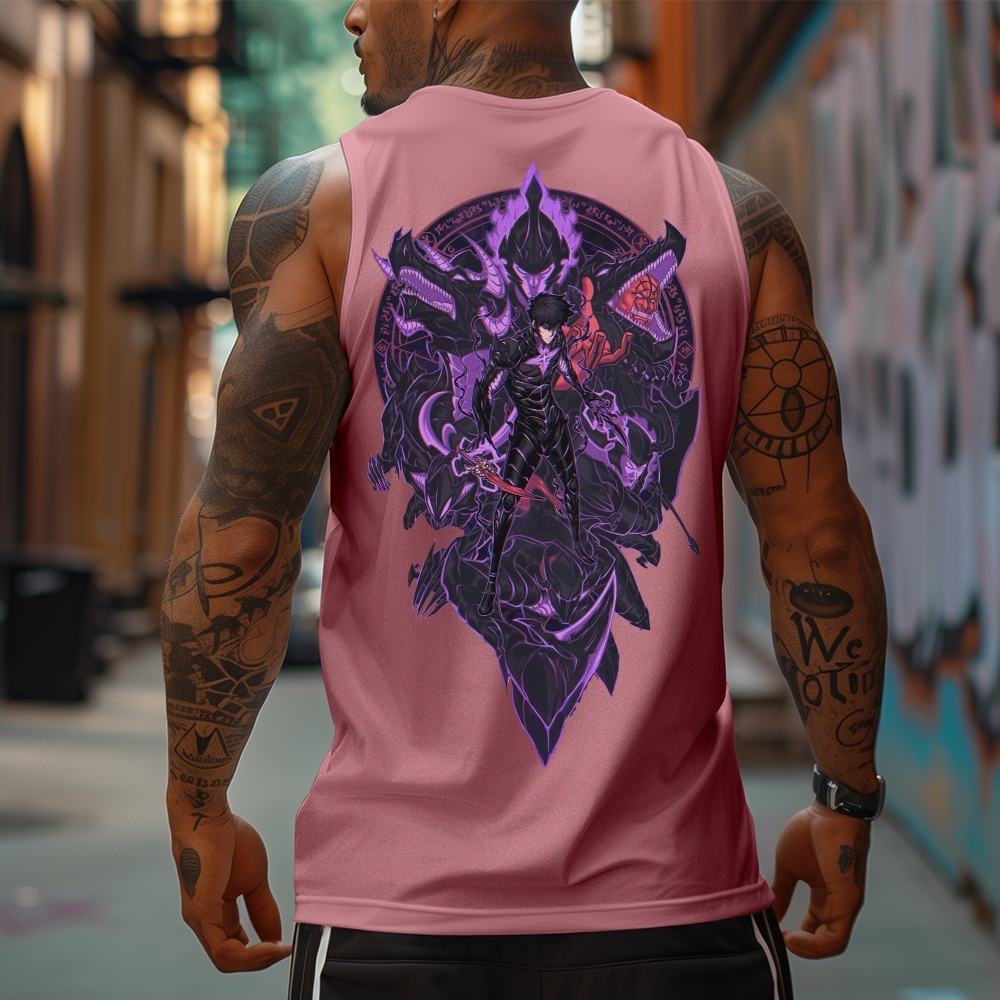 Oversized Anime Print Gym Tank Top-AnimeClothe