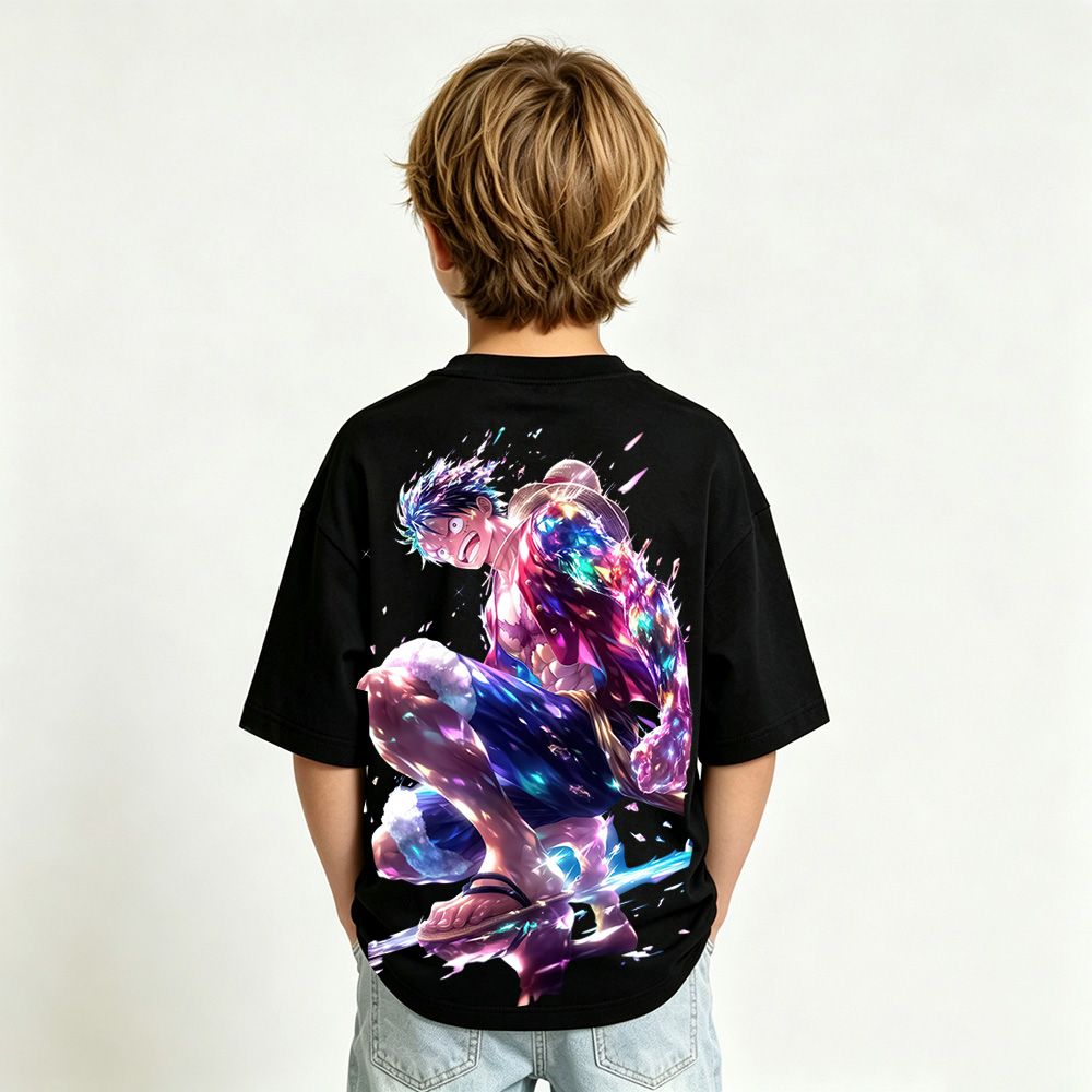 One Piece Anime Graphic T-Shirt for Luffy Kids Cartoon Print Cotton Tee