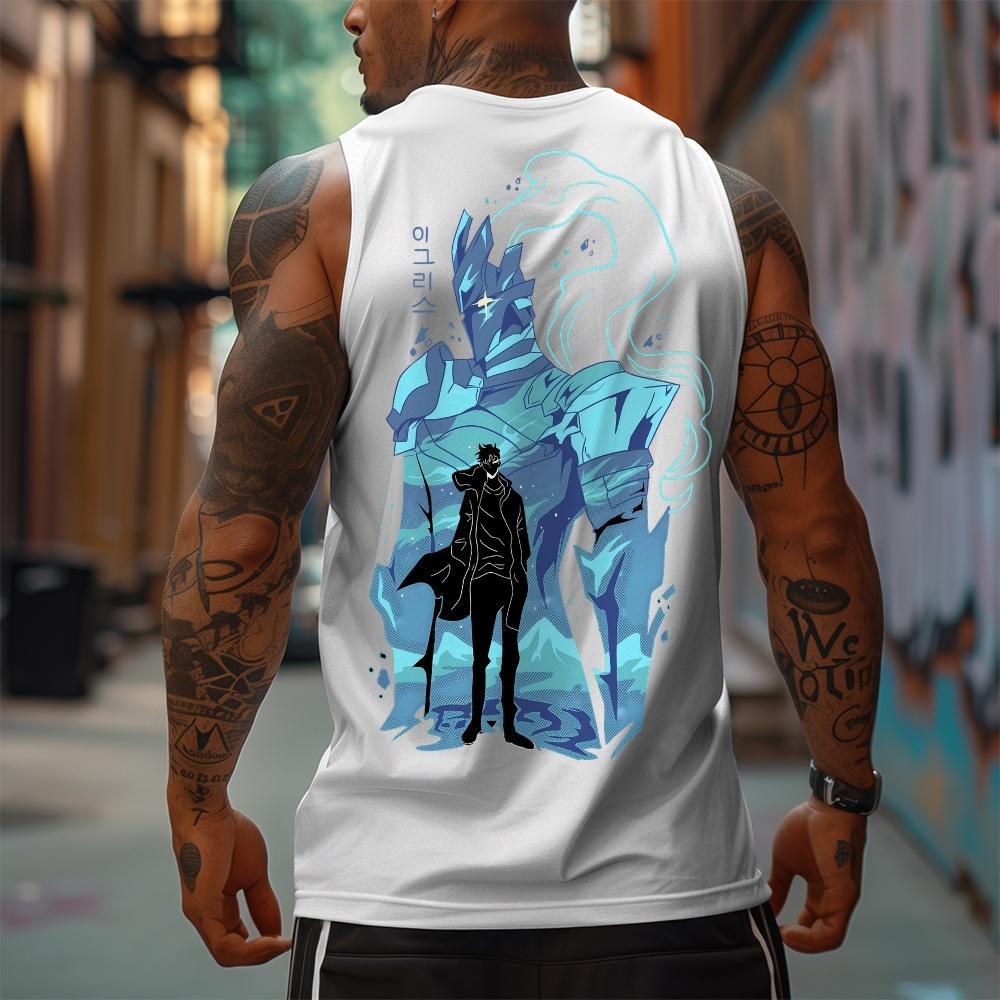 Oversized Anime Print Gym Tank Top-AnimeClothe