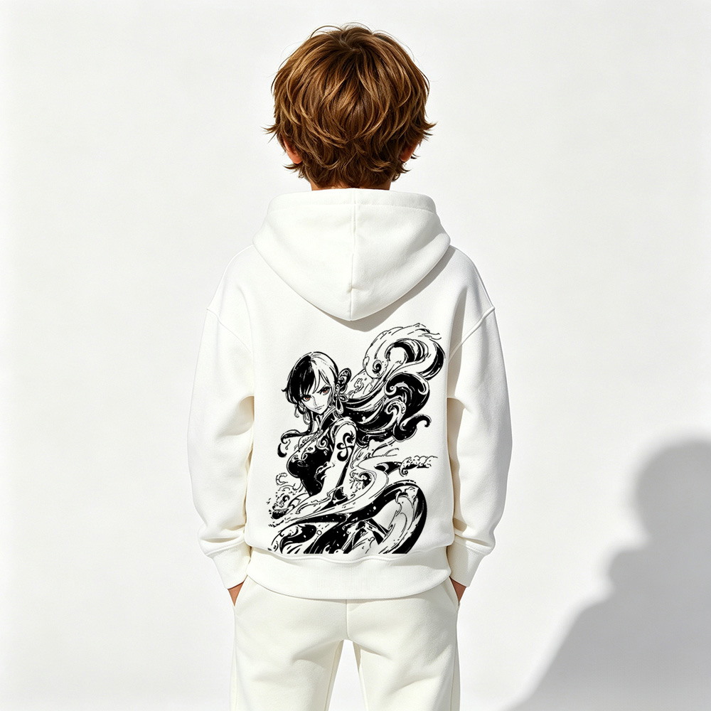 One Piece Anime Graphic Hoodie for Nami Kids Cartoon Print Cotton Tee