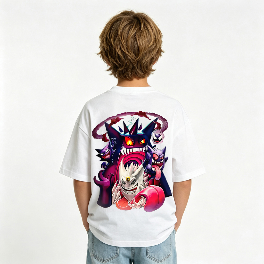 Pokémon Anime Graphic T-Shirt for Gengar Kids Cartoon Print Cotton Tee