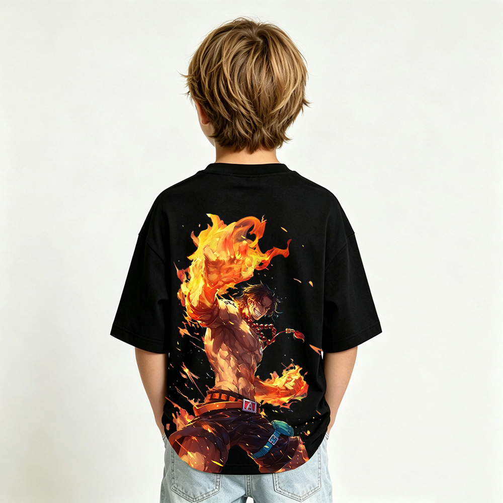 One Piece Anime Graphic T-Shirt for Ace Kids Cartoon Print Cotton Tee