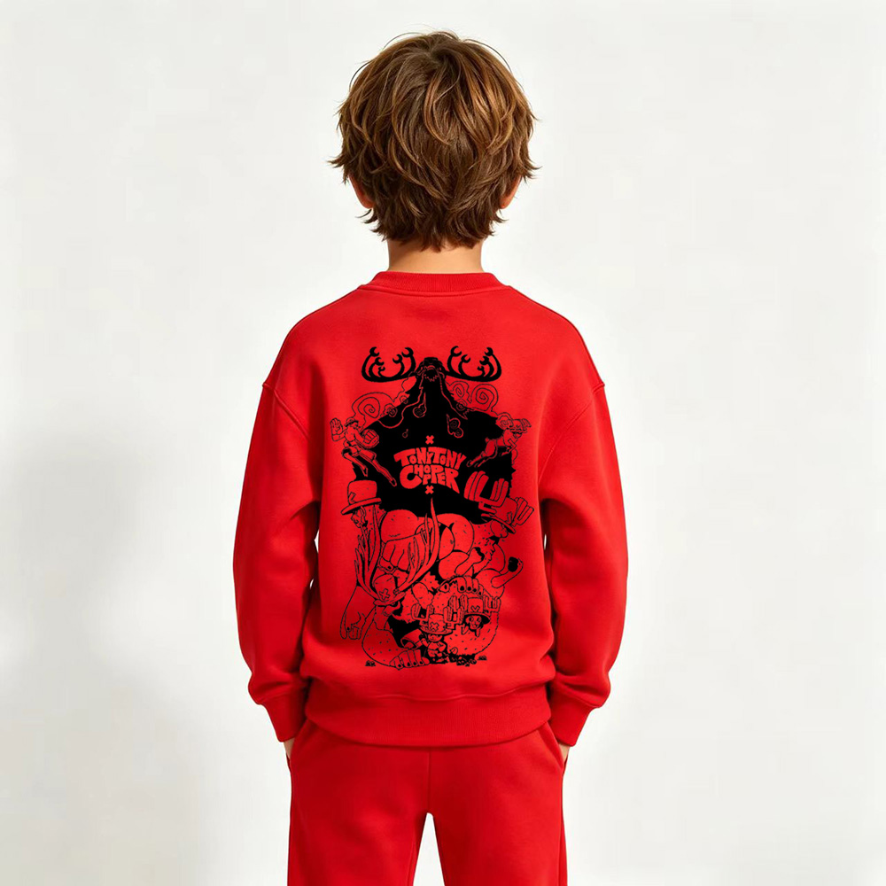 One Piece Chopper Anime Graphic Crewneck Sweatshirt for Kids Cartoon Print Cotton Tee