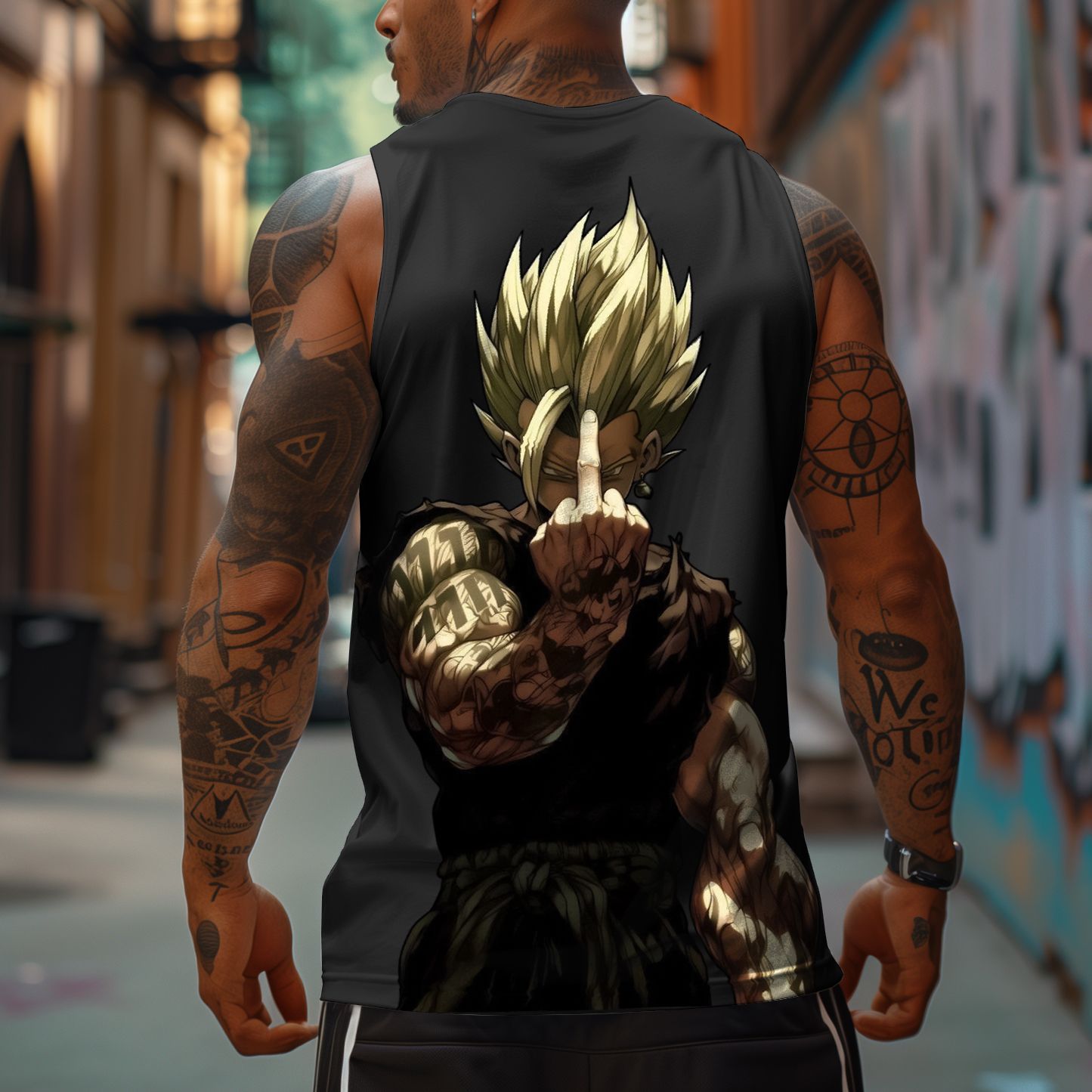 [Copy]Oversized Simple Letter Anime Print Tank Top