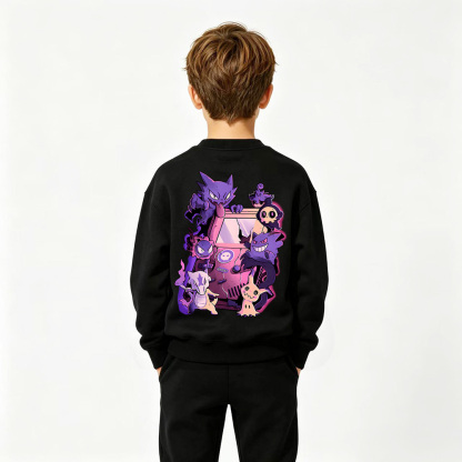 Pokémon Anime Graphic Crewneck Sweatshirt for Kids Cartoon Print Cotton Tee
