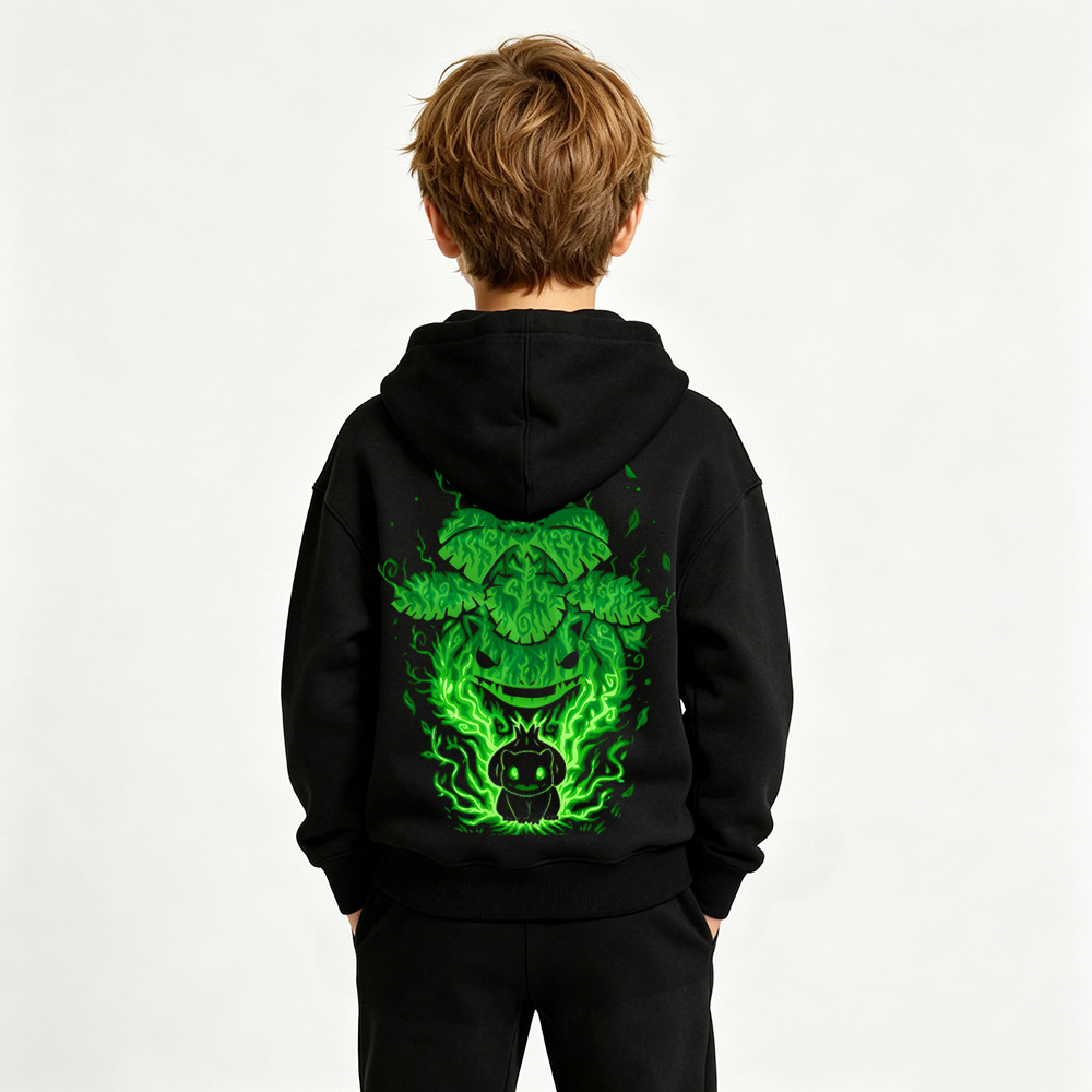 Pokémon Bulbasaur Anime Graphic Hoodie for Kids Cartoon Print Cotton Tee