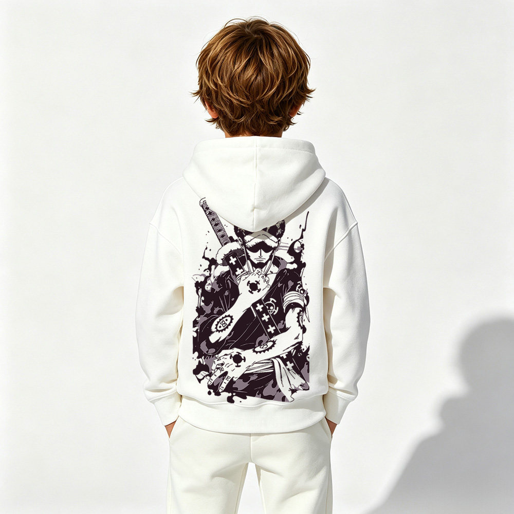 One Piece Anime Graphic Hoodie for Trafalgar Law Kids Cartoon Print Cotton Tee